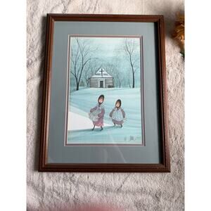 P Buckley Moss Framed Matted Print "Mars Hill" Church Ottumwa, IA Rare